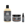 Uncle Jimmy X-Tra Curly Hair & Beard Regimen — Hair, Beard & Body Wash, X-Tra Curl Kicker, and Beard Growth Oil shown together